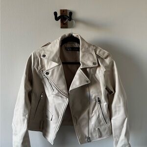 Zara Women's Beige Leather Jacket